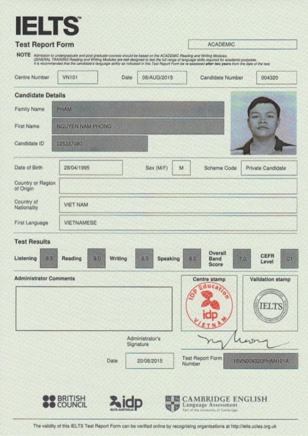 IELTS certificates